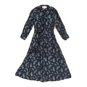 Philosophy Black / White Paisley Collared Long Sleeve Maxi Shirt Dress Size XS